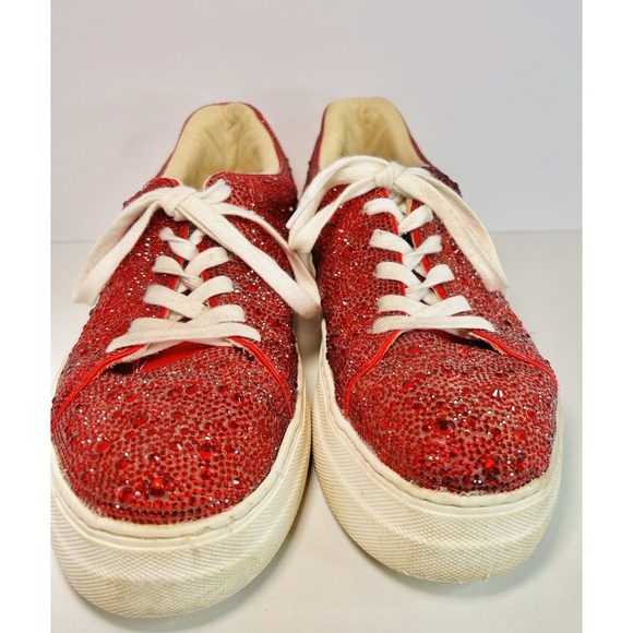 Betsey Johnson Sidny Red Rhinestone Platform Sneakers Tennis Shoes 9.5 - Picture 3 of 9